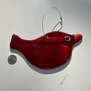 #8050 FUSED GLASS RED CARDINAL BIRD SUNCATCHER